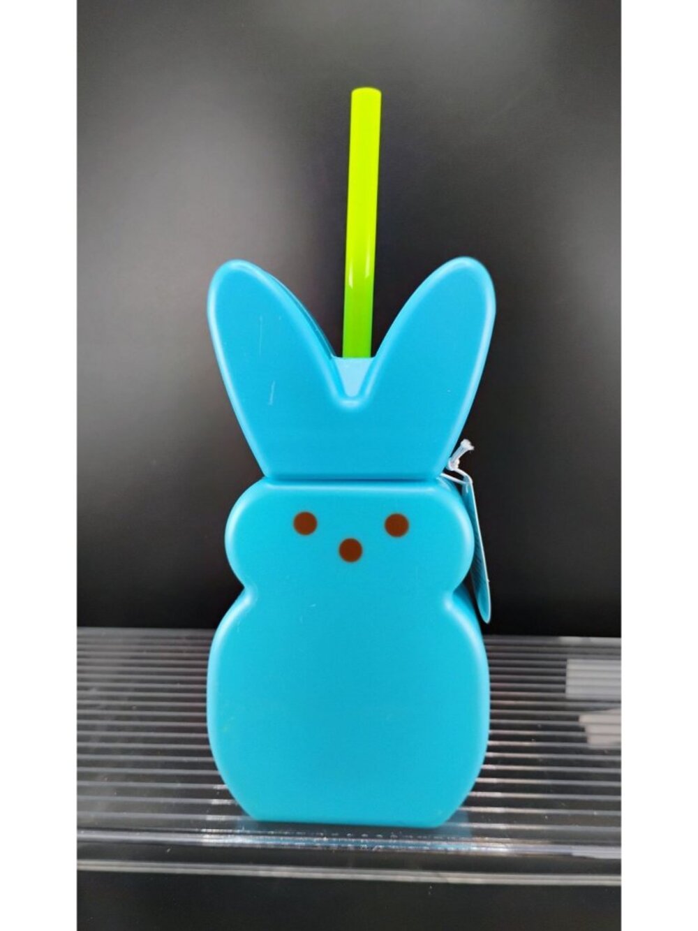 Peeps Bunny Shape Blue Tumbler With Green Straw BPA-Free